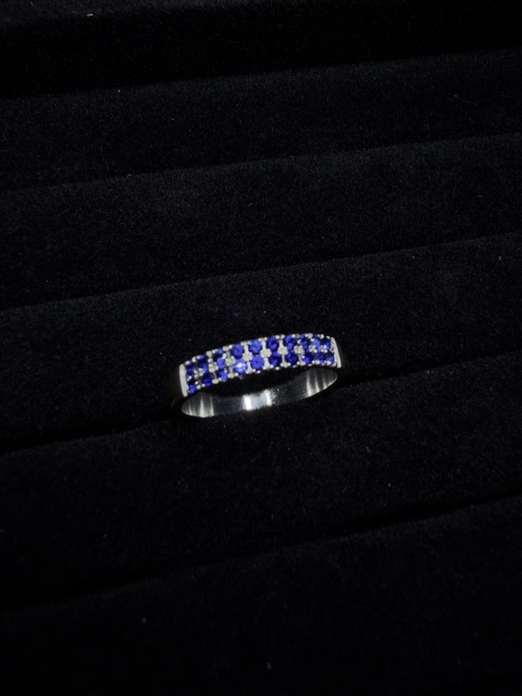 Anillo Pavé Doble de Zafiro Azul Lab Grown - Plata 950 | HADES