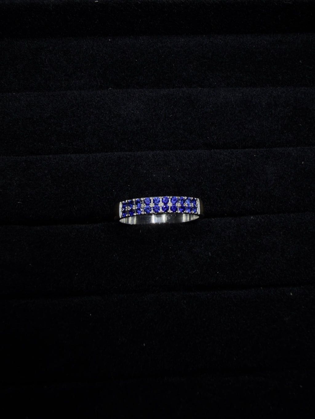Anillo Pavé Doble de Zafiro Azul Lab Grown - Plata 950 | HADES