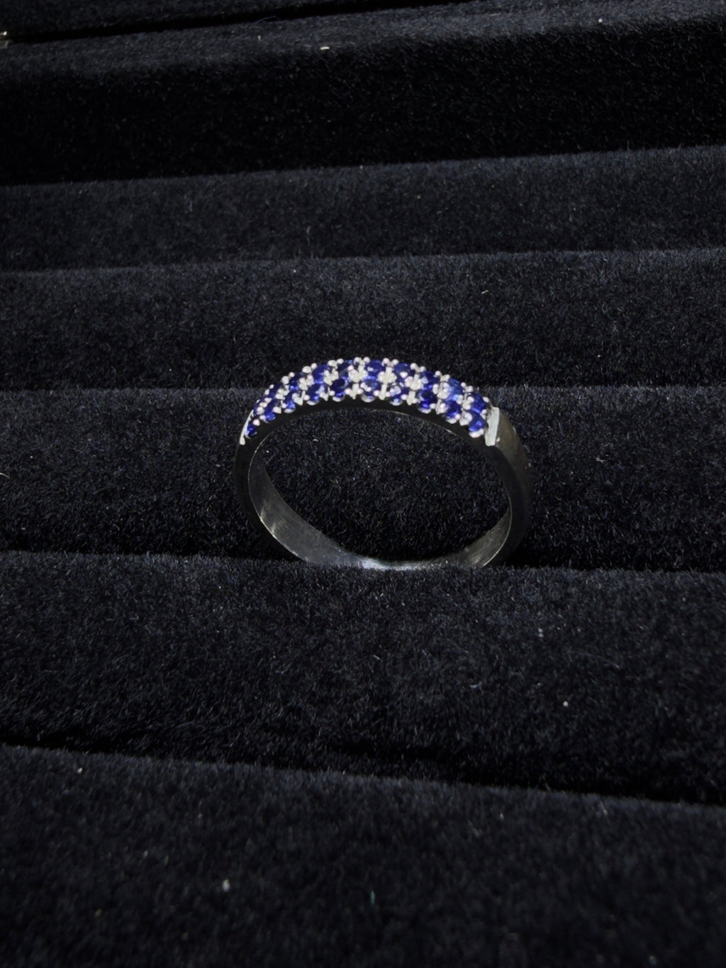 Anillo Pavé Doble de Zafiro Azul Lab Grown - Plata 950 | HADES