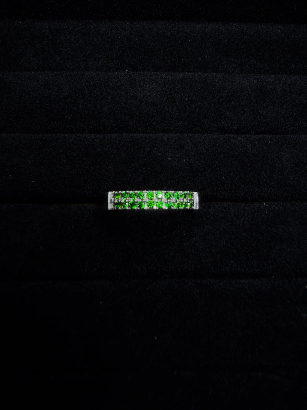 Anillo Pavé Doble de Esmeralda Lab Grown - Plata 950 | HADES